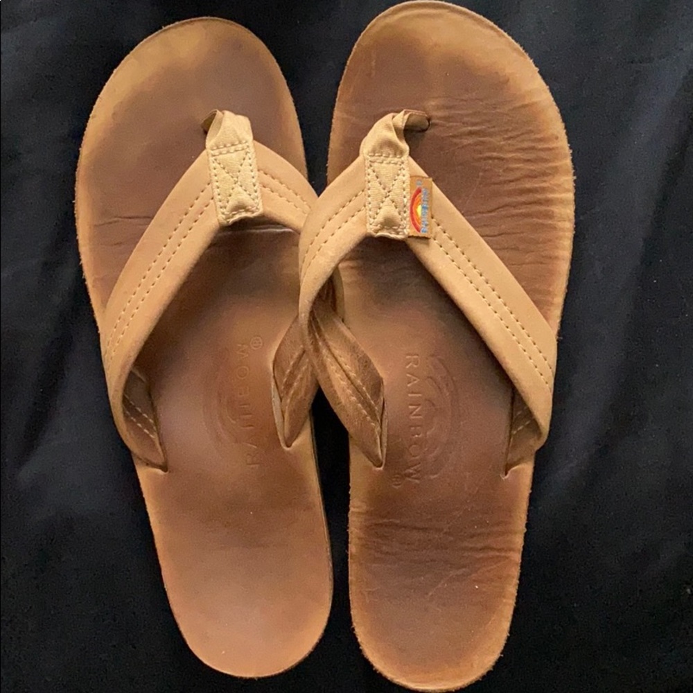 Used Rainbow leather flip flops